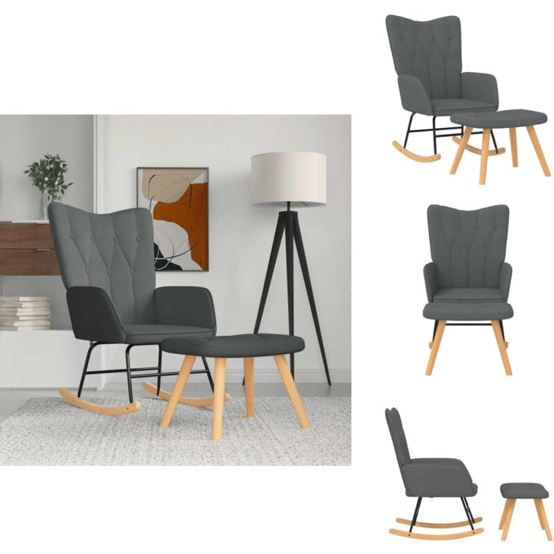Vidaxl - Chaise à bascule avec repose-pied Gris foncé Tissu - Chaise à Bascule - Chaise Relaxante - Fauteuil Balançoire - Mobilier Extérieur