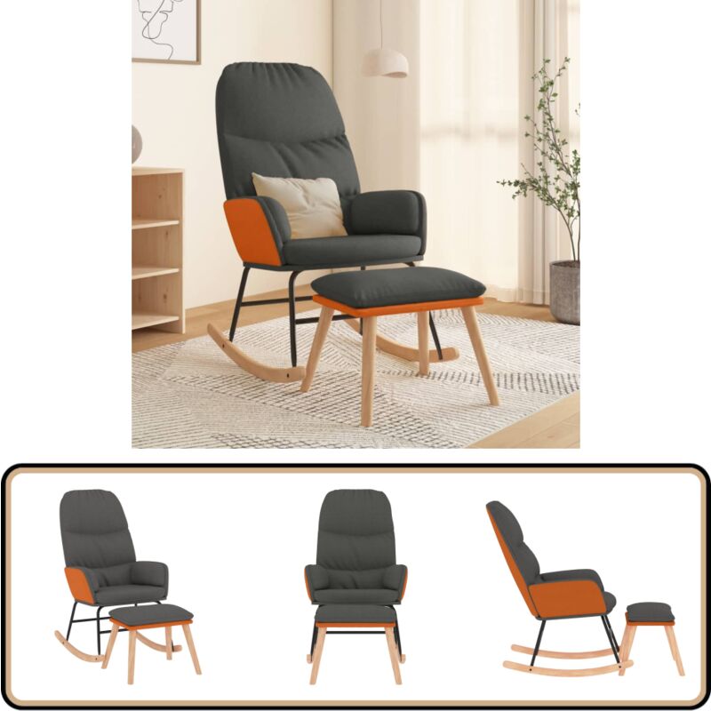 Vidaxl - Chaise à bascule avec repose-pied Gris foncé Tissu - Chaise à Bascule - Fauteuil Relaxant - Chaise Lounge - Confort Optimal - Assise