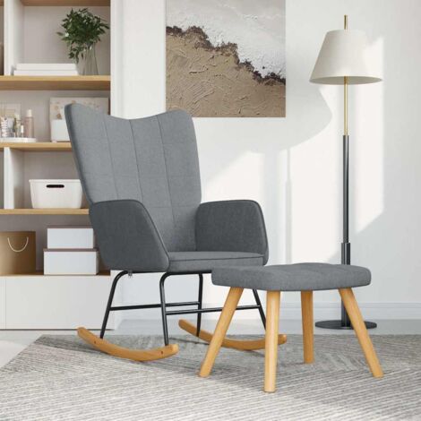 AVIMAC Chaise à bascule avec tabouret Gris clair Tissu