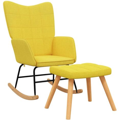 Chaise à bascule avec tabouret Jaune moutarde Tissu