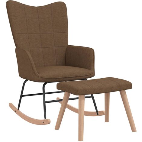 Chaise à bascule avec tabouret Marron Tissu