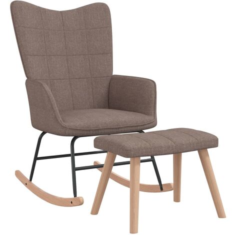 Chaise à bascule avec tabouret Taupe Tissu 2
