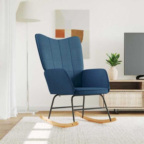 Chaise à bascule Bleu Tissu vidaXL