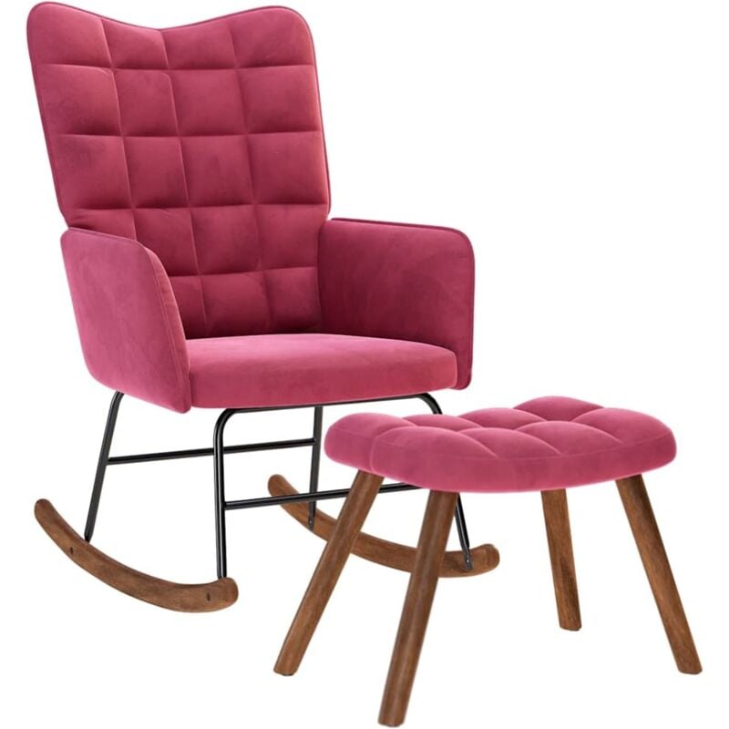 Vidaxl - Chaise à bascule avec repose-pied rouge bordeaux velours