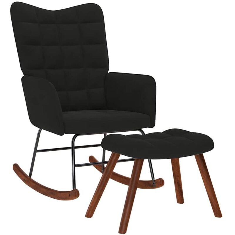Vidaxl - Chaise à bascule avec repose-pied noir velours
