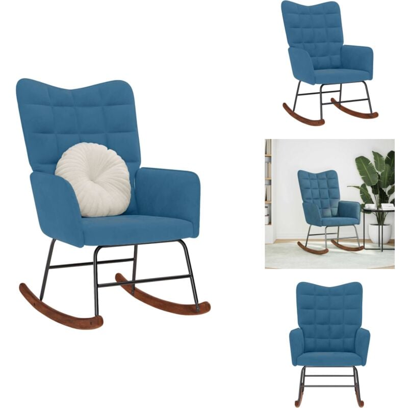 Chaise à bascule Bleu Velours - Fauteuil à Bascule - Fauteuils à Bascule - Chaise - Chaise Longue