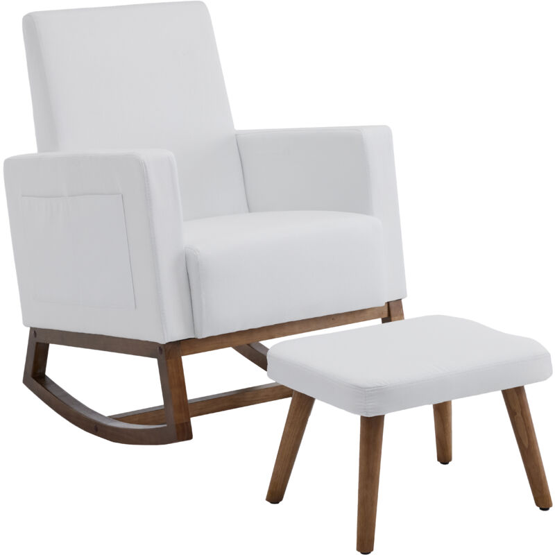 Okwish - Chaise à bascule chaise longue avec repose-pieds, chaise à bascule avant et arrière, chaise de salon chaise longue avec sac de rangement