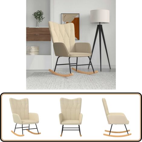 Chaise à bascule Crème Tissu - Fauteuil À Bascule - Chaise Relaxante - Chaise Confortable - Mobilier De Salon - Chaise Décorative
