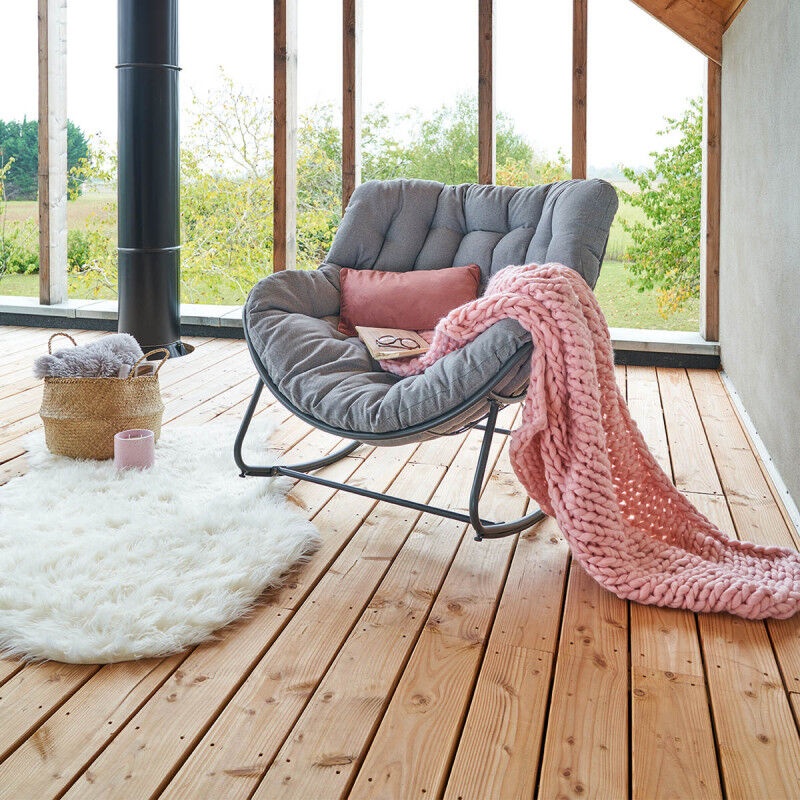 Fauteuil bascule extérieur gris/graphite Paopao Hespéride