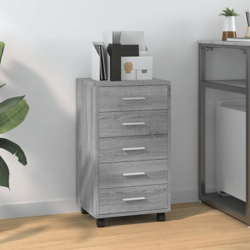 Armoire à tiroirs avec roulettes Sonoma gris Bois d ingénierie