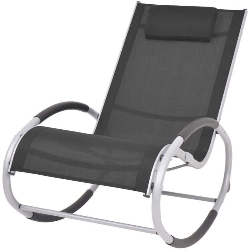 Chaise à bascule d'extérieur Noir Textilène