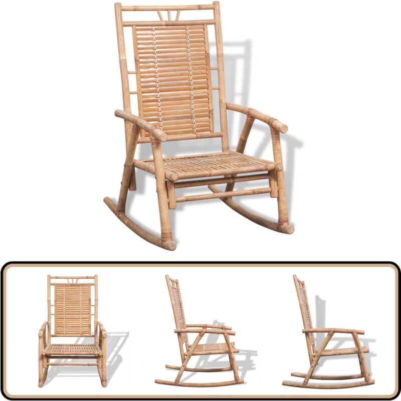 Chaise à bascule en bambou - Chaise à Bascule - Chaise Relax - Mobilier Extérieur - Fauteuil En Bambou - Décoration Jardin