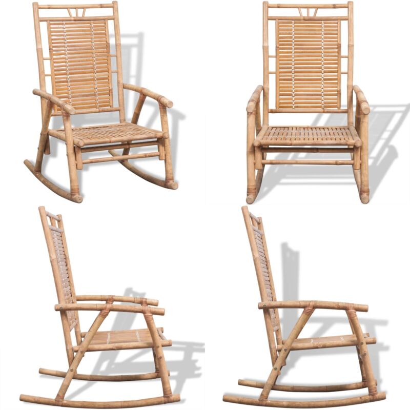 Chaise à bascule en bambou - Chaise à Bascule - Chaise Relax - Mobilier Extérieur - Fauteuil En Bambou - Décoration Jardin - Home & Living