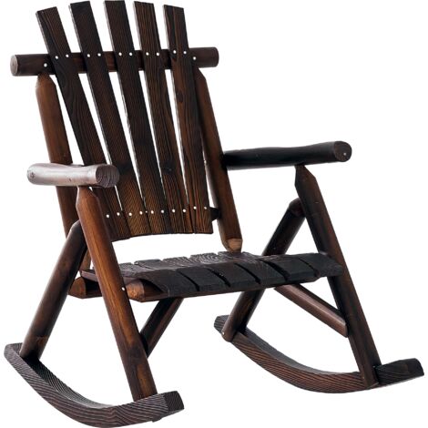 Chaise à bascule en bois carbonisé avec accoudoirs, résistante aux intempéries, dimensions 97 x 69 x 93 cm