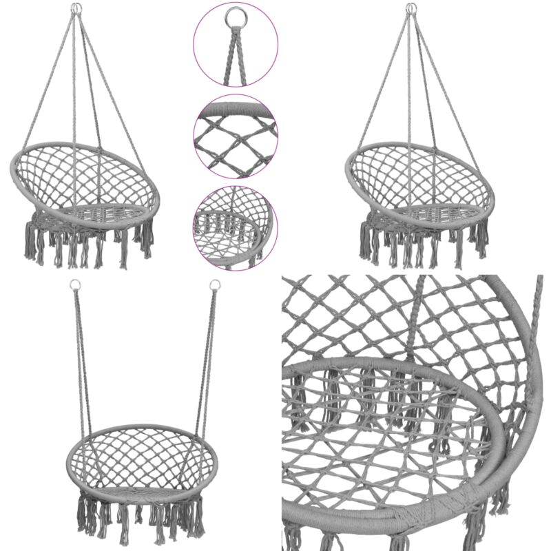 Chaise à bascule en hamac 80 cm Gris - chaise balançoire - chaises balançoires - Home & Living - Gris