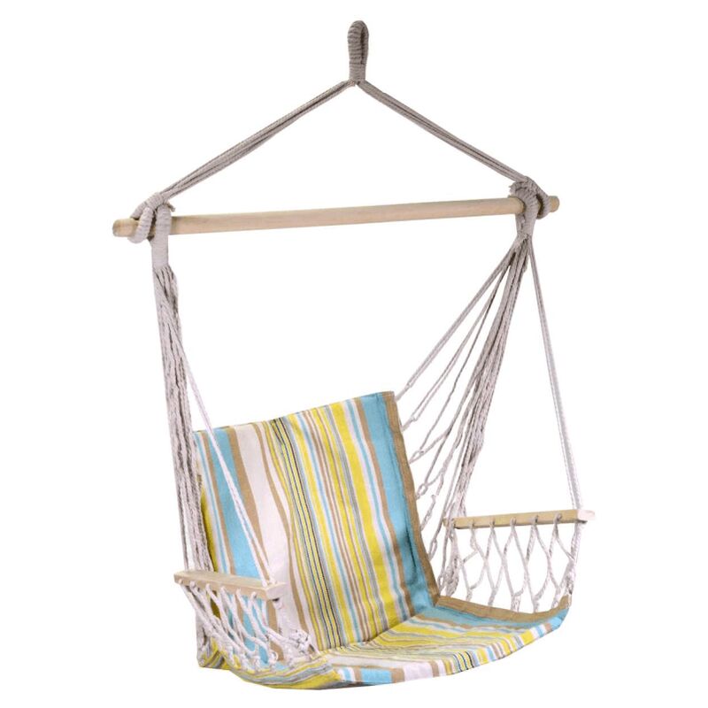 Chaise à bascule en tissu rayé jaune cm50h100 Chaise à bascule en tissu rayé jaune cm50h100