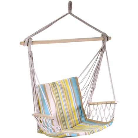 Chaise à bascule en tissu rayé jaune cm50h100
