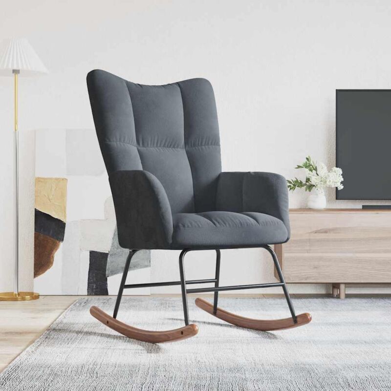 Chaise à bascule, Fauteuil à bascule, Chaise de relaxation Gris foncé Velours -ASAF67507 design in