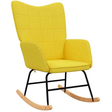 Chaise à bascule, Fauteuil à bascule, Chaise de relaxation Jaune moutarde Tissu CON10875 DESIGN IN