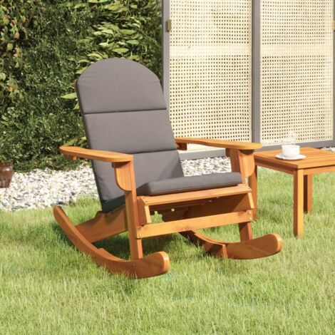 Chaise à bascule Fauteuil à bascule  Fauteuil de Relaxation Adirondack avec coussins bois massif d'acacia 22794