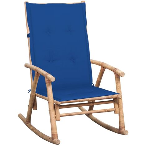 Chaise à bascule Fauteuil à bascule | Fauteuil de Relaxation avec coussin Bambou 41891 - Bleu