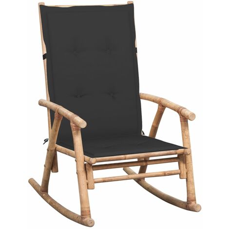 Chaise à bascule Fauteuil à bascule | Fauteuil de Relaxation avec coussin Bambou 79238 - Anthracite