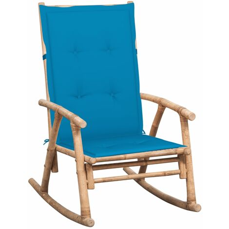 Chaise à bascule Fauteuil à bascule | Fauteuil de Relaxation avec coussin Bambou 94997 - Bleu