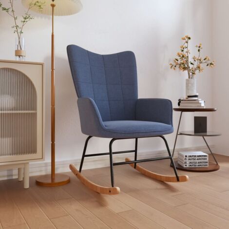 Chaise à bascule Fauteuil à bascule  Fauteuil de Relaxation Bleu Tissu 43422