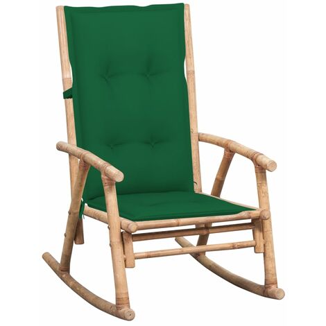 Chaise à bascule Fauteuil berçant - Chaise de salon avec coussin Bambou BonneVie-48289