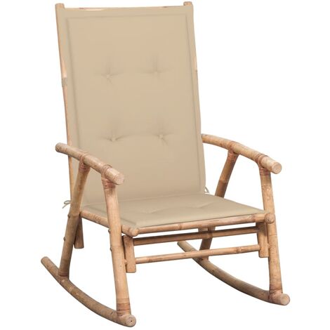 Chaise à bascule Fauteuil berçant - Chaise de salon avec coussin Bambou BonneVie-69254