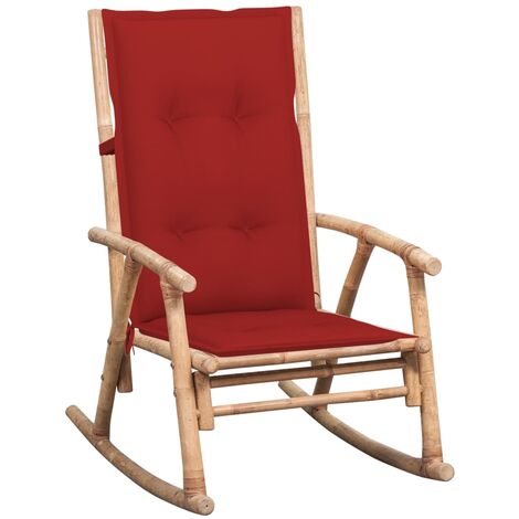 Chaise à bascule Fauteuil berçant - Chaise de salon avec coussin Bambou BonneVie-73623