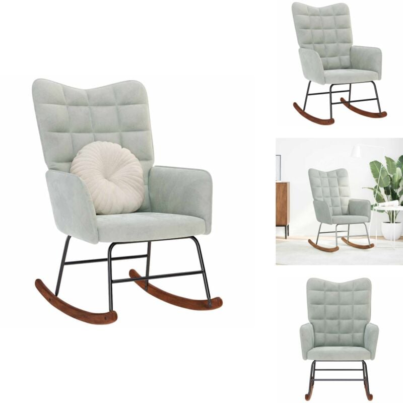 Vidaxl - Chaise à bascule Gris clair Velours - Fauteuil à Bascule - Fauteuils à Bascule - Chaise - Chaise Longue