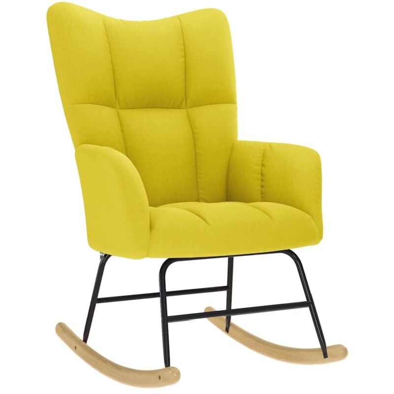 Chaise à bascule jaune clair tissu Vidaxl