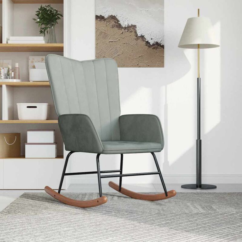 Chaise à bascule Gris clair Velours Vidaxl