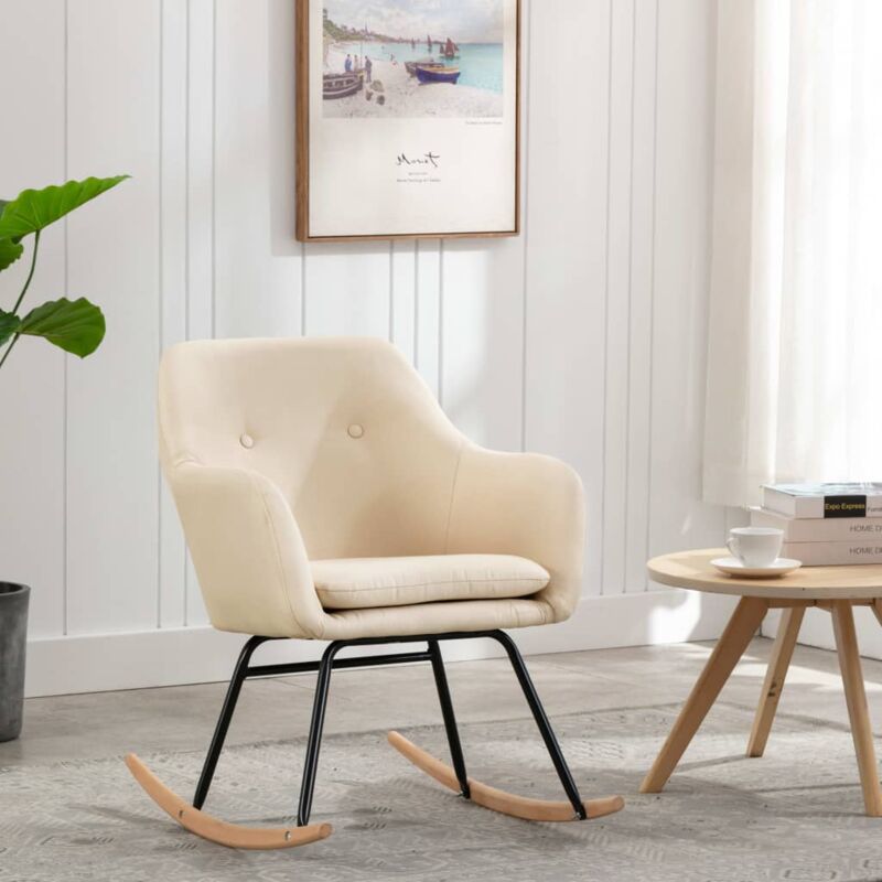 Chaise à bascule Crème Tissu Vidaxl
