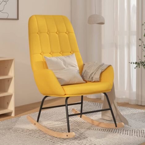 Chaise à bascule Jaune moutarde Tissu vidaXL