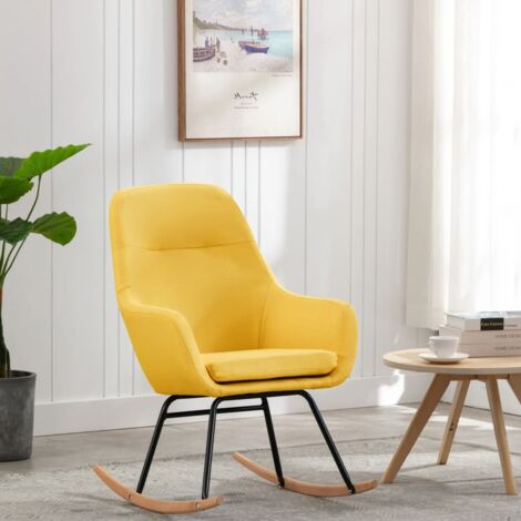 Chaise à bascule Jaune moutarde Tissu vidaXL