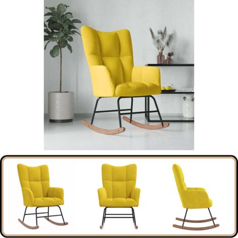 Chaise à bascule Jaune moutarde Velours - Chaise À Bascule - Fauteuil Relaxant - Chaise Lounge - Mobilier De Salon - Chaise Confortable