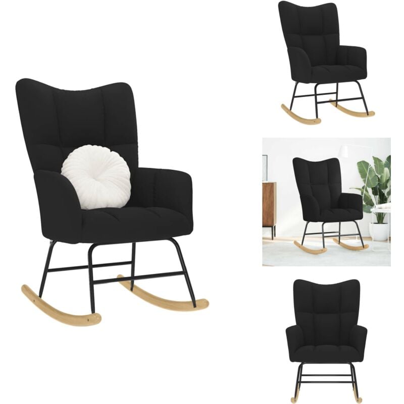 Chaise à bascule Noir Tissu - Chaise à Bascule - Chaises à Bascule - Chaise - Chaise De Salon