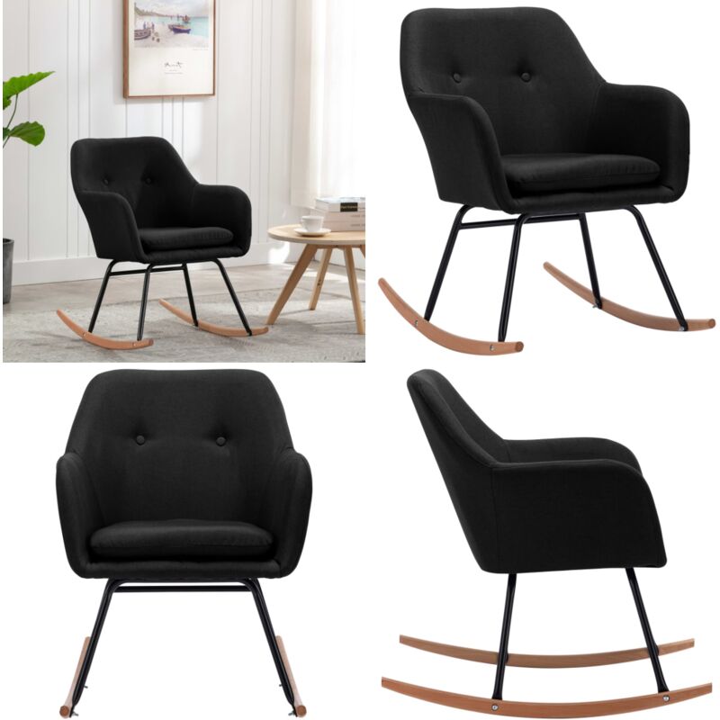 Vidaxl - Chaise à bascule Noir Tissu - Chaise à Bascule - Fauteuil Balançoire - Mobilier Extérieur - Décoration Intérieure - Jardin - Home & Living