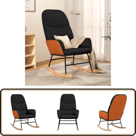 Chaise à bascule Noir Tissu - Chaise À Bascule - Fauteuil Inclinable - Chaise Relaxante - Chaise En Cuir Synthétique - Chaise Rembourrée
