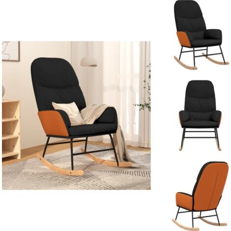 Chaise à bascule Noir Tissu - Chaise À Bascule - Fauteuil Inclinable - Chaise Relaxante - Chaise En Cuir Synthétique - Chaise Rembourrée
