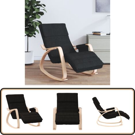 Chaise à bascule Noir Tissu - Fauteuil Inclinable - Chaise Balançoire - Chaise Confort - Mobilier Intérieur - Décoration Maison