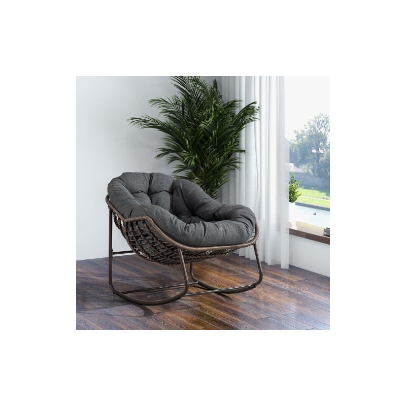 Ineasicer - Chaise à bascule pour l'extérieur, chaise à bascule surdimensionnée en osier pour le patio, chaise à bascule confortable pour l'intérieur