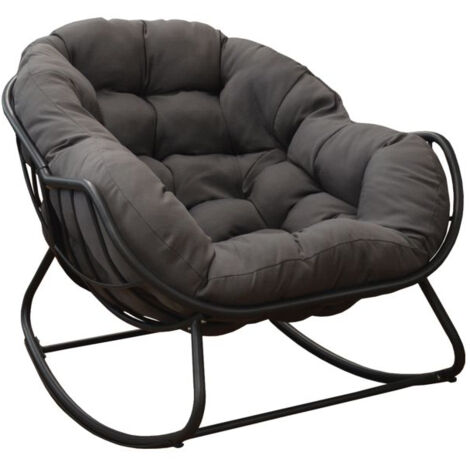 Chaise à bascule PROLOISIRS Royal II grise avec coussin en polyester déperlant, accoudoirs intégrés, charge 120 kg