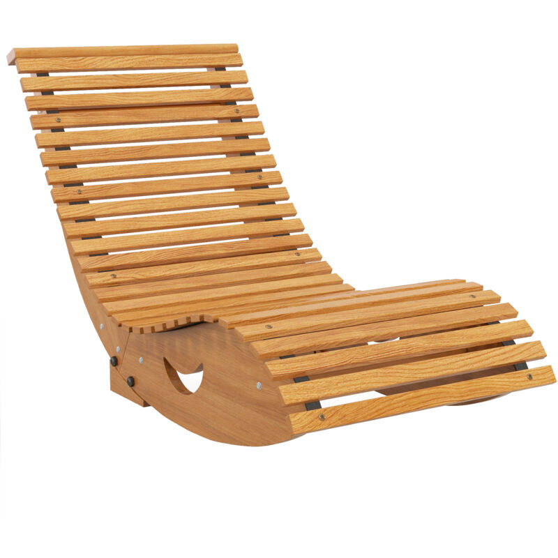 Chaise à bascule rocking chair de jardin lattes bois de sapin pré-huilé - Marron