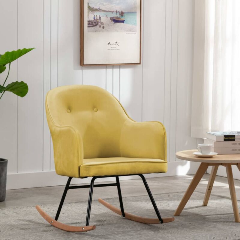 Chaise à bascule Jaune moutarde Velours Vidaxl