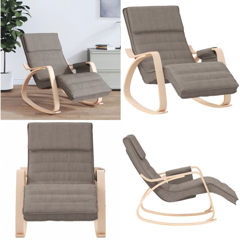 Chaise à bascule Taupe Tissu - Fauteuil À Bascule - Chaise Rocking - Chaise Lounge - Chaise Confort - Meuble Salon - Home & Living