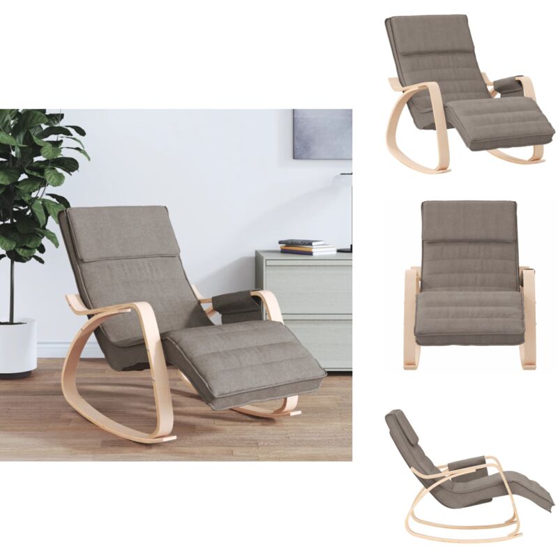 Chaise à bascule Taupe Tissu - Fauteuil à Bascule - Chaise Rocking - Chaise Lounge - Chaise Confort - Meuble Salon