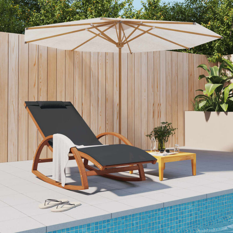 Vidaxl - Chaise à bascule textilène gris et bois de peuplier massif